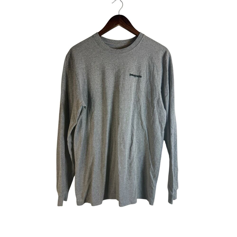 Patagonia Responsibili Tee Gray Long Sleeve Shirt Men’s Medium Logo Graphic